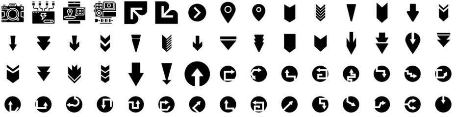 Set Of Direction Icons Isolated Silhouette Solid Icon With Background, Direction, Vector, Sign, Illustration, Arrow, Symbol Infographic Simple Vector Illustration Logo
