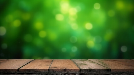 Wooden top with bokeh nature background