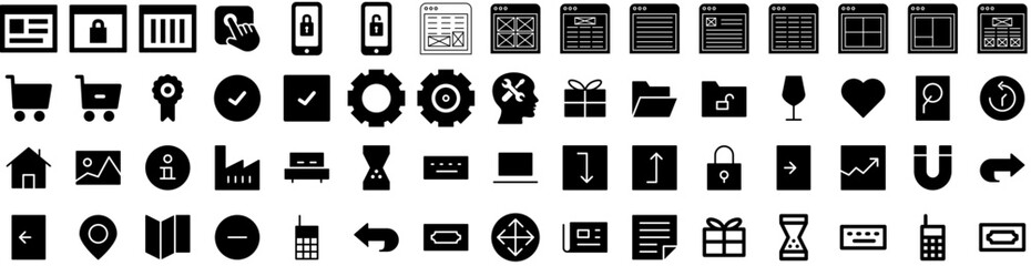 Set Of Application Icons Isolated Silhouette Solid Icon With Application, Technology, Mobile, Business, Internet, Icon, Design Infographic Simple Vector Illustration Logo