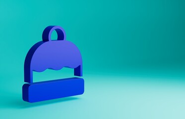 Blue Beanie hat icon isolated on blue background. Minimalism concept. 3D render illustration