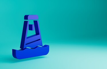 Blue Lighthouse icon isolated on blue background. Minimalism concept. 3D render illustration