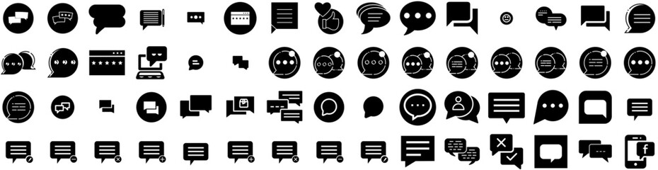 Set Of Comments Icons Isolated Silhouette Solid Icon With Web, Social, Icon, Illustration, Media, Vector, Comment Infographic Simple Vector Illustration Logo