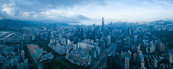 Aerial panorama view of landscape in shenzhen city, China