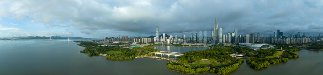 Naklejka premium Shenzhen ,China - Circa 2022: Aerial view of landscape in shenzhen city, China