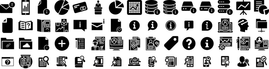 Set Of Information Icons Isolated Silhouette Solid Icon With Icon, Communication, Information, Concept, Internet, Technology, Web Infographic Simple Vector Illustration Logo