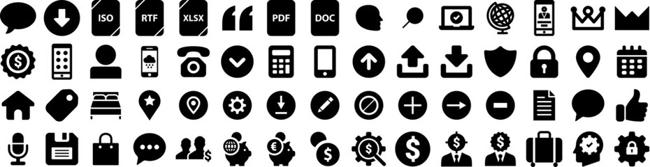 Set Of Marking Icons Isolated Silhouette Solid Icon With Vector, Design, Symbol, Illustration, Sign, Mark, Icon Infographic Simple Vector Illustration Logo