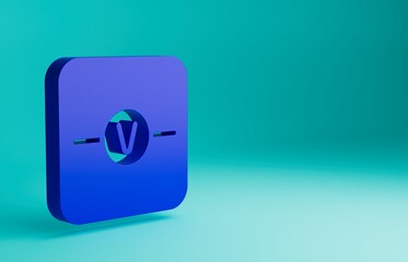 Blue Voltmeter electronic component icon isolated on blue background. Electricity physics scheme for education. Minimalism concept. 3D render illustration