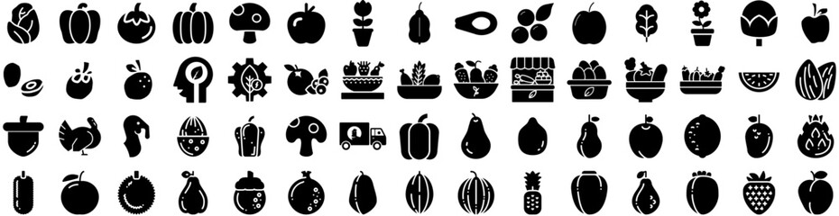 Set Of Organic Icons Isolated Silhouette Solid Icon With Vector, Illustration, Pattern, Background, Shape, Abstract, Organic Infographic Simple Vector Illustration Logo