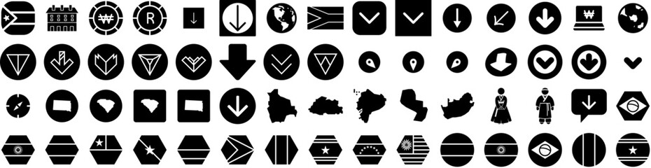 Set Of South Icons Isolated Silhouette Solid Icon With Vector, Town, Travel, South Africa, Illustration, Africa, South Infographic Simple Vector Illustration Logo