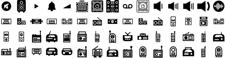 Set Of Sound Icons Isolated Silhouette Solid Icon With Digital, Voice, Music, Sound, Vector, Audio, Abstract Infographic Simple Vector Illustration Logo