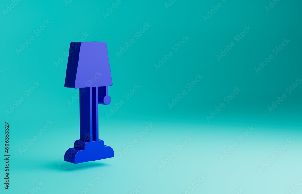 Sticker Blue Floor lamp icon isolated on blue background. Minimalism concept. 3D render illustration