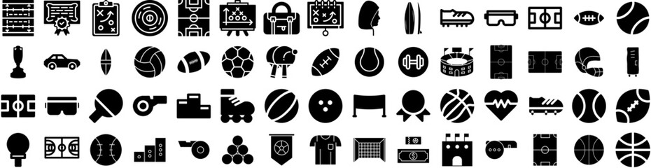 Set Of Sport Icons Isolated Silhouette Solid Icon With Background, Vector, Sport, Design, Competition, Game, Football Infographic Simple Vector Illustration Logo