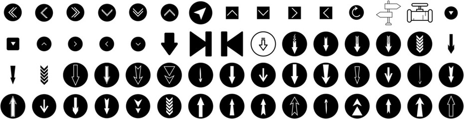 Set Of Arrow Icons Isolated Silhouette Solid Icon With Sign, Symbol, Design, Arrow, Set, Collection, Vector Infographic Simple Vector Illustration Logo