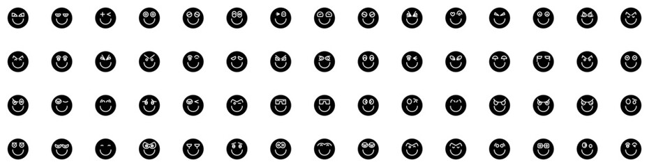 Set Of Emoticon Icons Isolated Silhouette Solid Icon With Vector, Emoticon, Face, Sign, Set, Icon, Symbol Infographic Simple Vector Illustration Logo