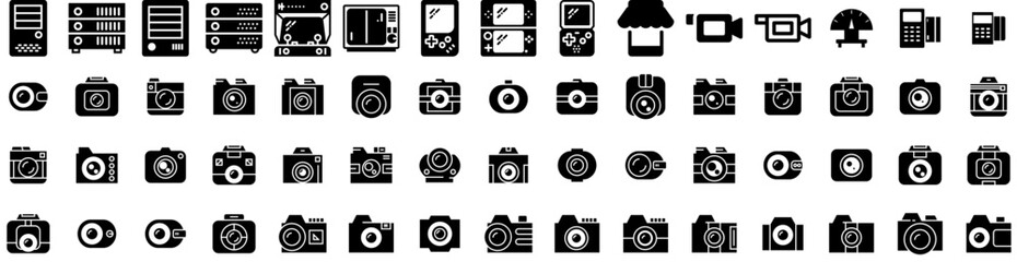 Set Of Electronic Icons Isolated Silhouette Solid Icon With Technology, Digital, Device, Equipment, Appliance, Computer, Electronic Infographic Simple Vector Illustration Logo