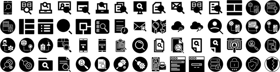 Set Of Search Icons Isolated Silhouette Solid Icon With Design, Search, Internet, Find, Web, Icon, Interface Infographic Simple Vector Illustration Logo