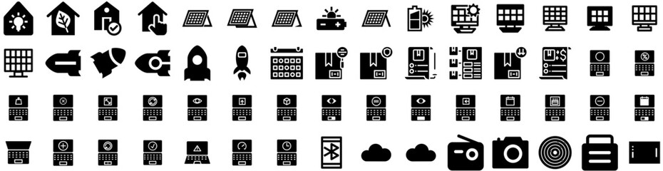 Set Of Technology Icons Isolated Silhouette Solid Icon With Technology, Future, Network, Concept, Abstract, Digital, Data Infographic Simple Vector Illustration Logo