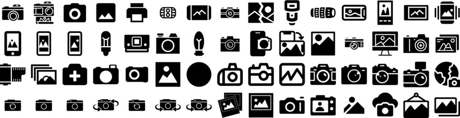 Set Of Photo Icons Isolated Silhouette Solid Icon With Blank, Frame, Photo, Picture, Background, Paper, Design Infographic Simple Vector Illustration Logo