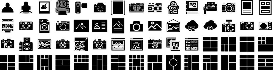 Set Of Photo Icons Isolated Silhouette Solid Icon With Design, Background, Paper, Picture, Photo, Blank, Frame Infographic Simple Vector Illustration Logo