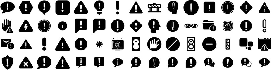 Set Of Attention Icons Isolated Silhouette Solid Icon With Information, Caution, Alert, Careful, Vector, Illustration, Attention Infographic Simple Vector Illustration Logo - obrazy, fototapety, plakaty
