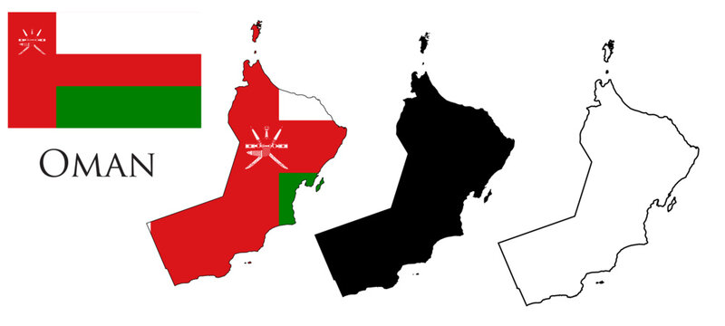 Oman Flag and map illustration vector