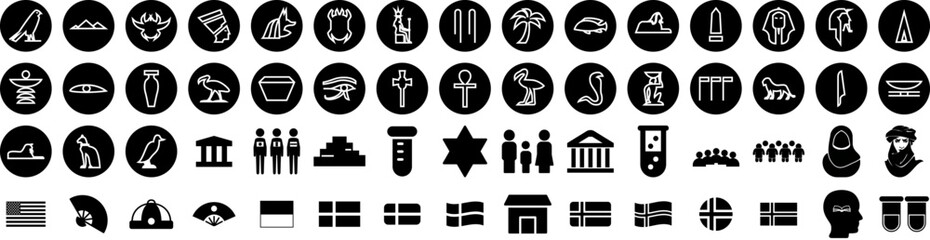 Set Of Culture Icons Isolated Silhouette Solid Icon With Together, People, Concept, Culture, Abstract, Diversity, Social Infographic Simple Vector Illustration Logo