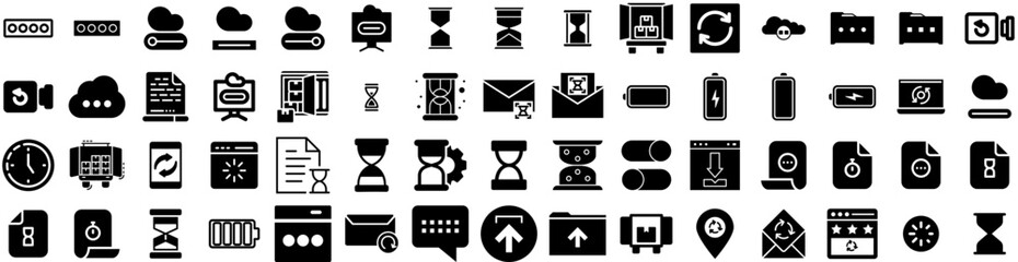 Set Of Loading Icons Isolated Silhouette Solid Icon With Sign, Load, Icon, Web, Progress, Illustration, Bar Infographic Simple Vector Illustration Logo