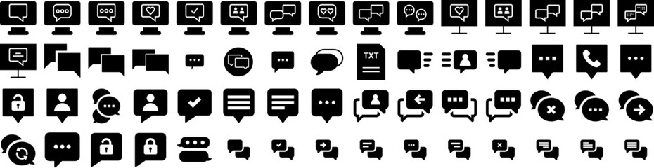 Set Of Messaging Icons Isolated Silhouette Solid Icon With Icon, Web, Illustration, Communication, Vector, Design, Message Infographic Simple Vector Illustration Logo