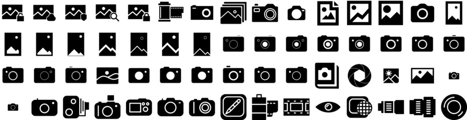 Set Of Pictures Icons Isolated Silhouette Solid Icon With Empty, Art, Photo, Picture, Frame, Background, Blank Infographic Simple Vector Illustration Logo