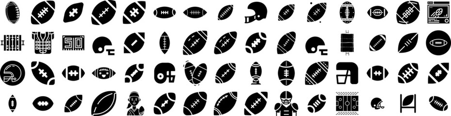 Set Of Rugby Icons Isolated Silhouette Solid Icon With Athlete, Rugby, Competition, Ball, Sport, Game, Playing Infographic Simple Vector Illustration Logo