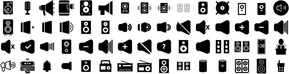 Set Of Speaker Icons Isolated Silhouette Solid Icon With Public, Speech, Modern, Conference, Presentation, Speaker, Business Infographic Simple Vector Illustration Logo