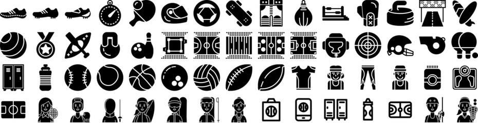 Set Of Sport Icons Isolated Silhouette Solid Icon With Game, Sport, Background, Vector, Competition, Football, Design Infographic Simple Vector Illustration Logo