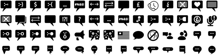 Set Of Speak Icons Isolated Silhouette Solid Icon With Talk, Chat, Person, Illustration, Communication, Speech, Speak Infographic Simple Vector Illustration Logo