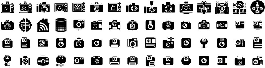 Set Of Digital Icons Isolated Silhouette Solid Icon With Digital, Network, Business, Concept, Technology, Background, Data Infographic Simple Vector Illustration Logo
