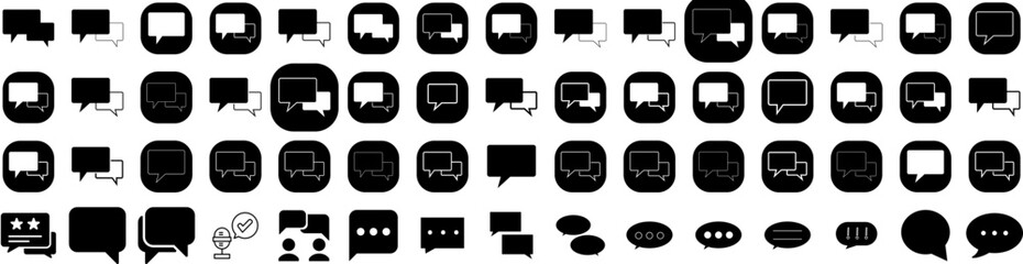 Set Of Speech Icons Isolated Silhouette Solid Icon With Discussion, Set, Message, Speech, Bubble, Vector, Communication Infographic Simple Vector Illustration Logo