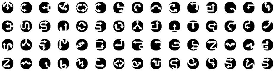Set Of Direction Icons Isolated Silhouette Solid Icon With Symbol, Background, Vector, Arrow, Illustration, Sign, Direction Infographic Simple Vector Illustration Logo
