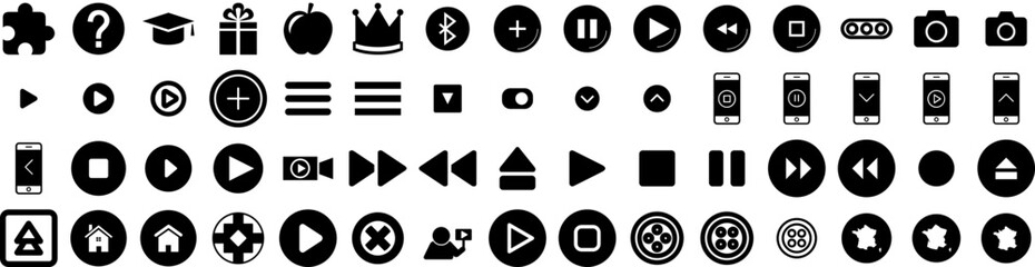 Set Of Button Icons Isolated Silhouette Solid Icon With Illustration, Icon, Button, Design, Vector, Modern, Web Infographic Simple Vector Illustration Logo