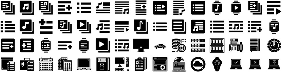 Set Of Technology Icons Isolated Silhouette Solid Icon With Technology, Abstract, Network, Concept, Data, Future, Digital Infographic Simple Vector Illustration Logo