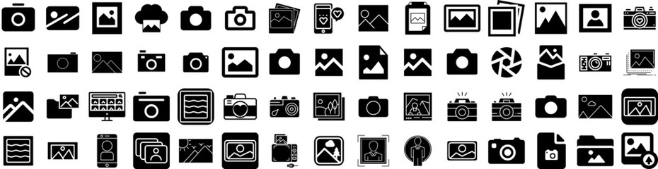 Set Of Image Icons Isolated Silhouette Solid Icon With Design, Image, Frame, Vector, Picture, Photo, Web Infographic Simple Vector Illustration Logo