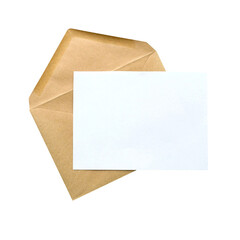 Craft envelope and clean paper sheet on a transparent background