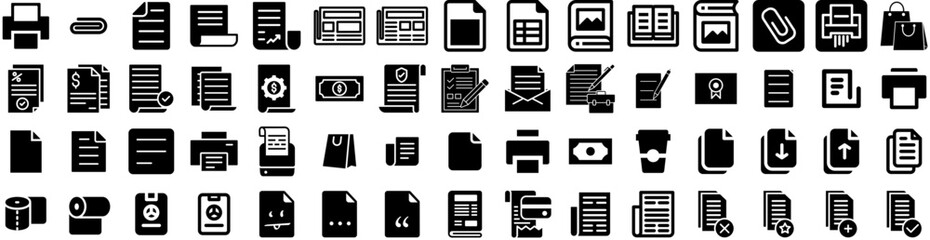 Set Of Paper Icons Isolated Silhouette Solid Icon With Vintage, Grunge, Background, Pattern, Blank, Paper, Texture Infographic Simple Vector Illustration Logo