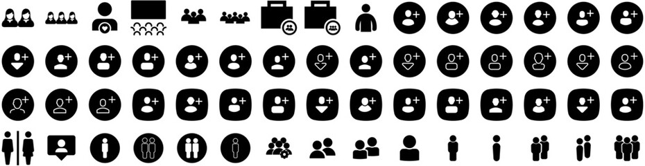 Set Of People Icons Isolated Silhouette Solid Icon With Office, People, Team, Person, Female, Business, Group Infographic Simple Vector Illustration Logo