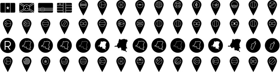 Set Of African Icons Isolated Silhouette Solid Icon With Happy, Smile, African, Woman, Background, Black, American Infographic Simple Vector Illustration Logo