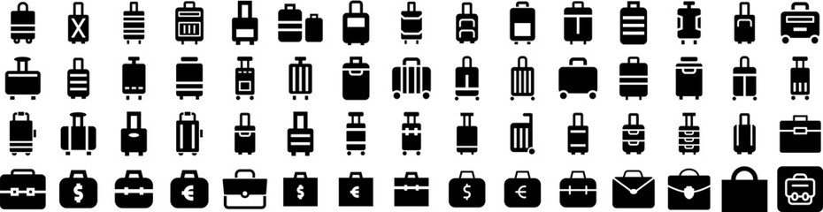 Set Of Briefcase Icons Isolated Silhouette Solid Icon With Bag, Office, Briefcase, Work, Suitcase, Case, Business Infographic Simple Vector Illustration Logo