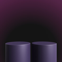 Empty purple podium with gradient background. Podium with abstract scene with purple background