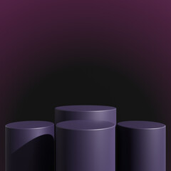 Empty purple podium with gradient background. Podium with abstract scene with purple background