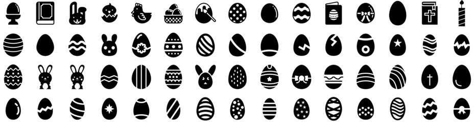 Set Of Easter Icons Isolated Silhouette Solid Icon With Holiday, Happy, Vector, Celebration, Background, Easter, Decoration Infographic Simple Vector Illustration Logo