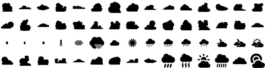 Set Of Forecast Icons Isolated Silhouette Solid Icon With Set, Weather, Design, Cloud, Forecast, Vector, Symbol Infographic Simple Vector Illustration Logo