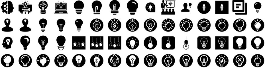 Set Of Innovation Icons Isolated Silhouette Solid Icon With Business, Concept, Digital, Idea, Technology, Innovation, Solution Infographic Simple Vector Illustration Logo