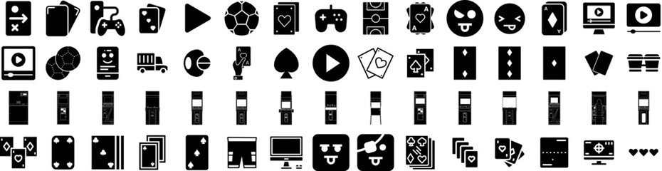 Set Of Playing Icons Isolated Silhouette Solid Icon With Media, Button, Symbol, Icon, Play, Vector, Illustration Infographic Simple Vector Illustration Logo
